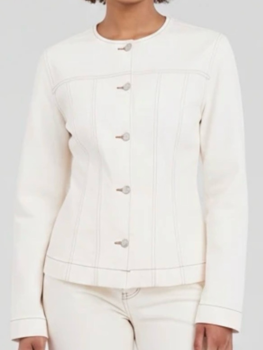 PrettyLittleThing Cream Round-Neck Button Front Jacket